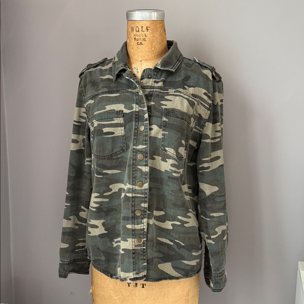 Forever 21 Green Camouflage Denim Shacket